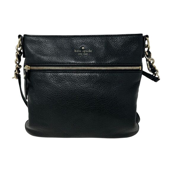 Kate Spade Black Purse Leather Crossbody Jackson Street Melisse Chain Striped - Picture 11 of 16